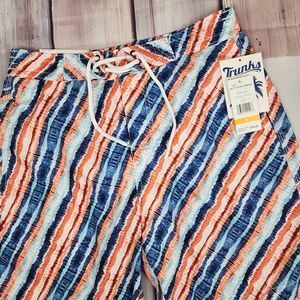 Trunks Surf & Swim Co. Mens Small Diagnoal Tie Dye Swim‎ Trunks Quick Dry NWT
